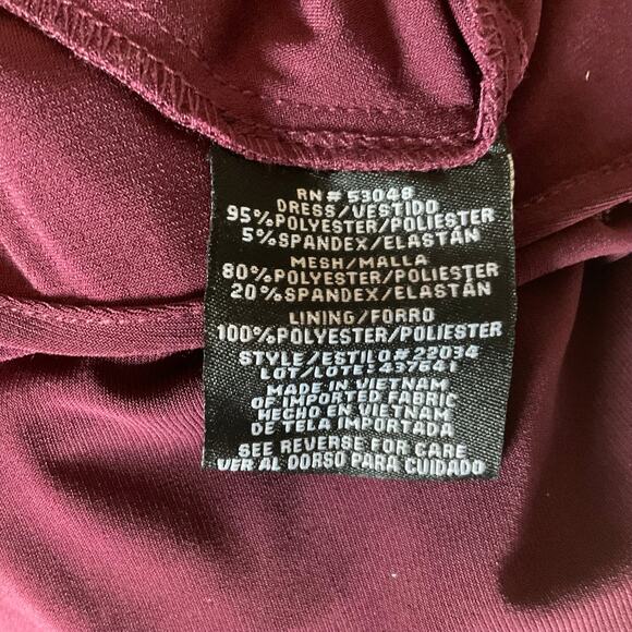 Burgundy Red Backless A-Line Evening Gown Size 8 Nightway Thigh Slit Formal - Picture 9 of 12